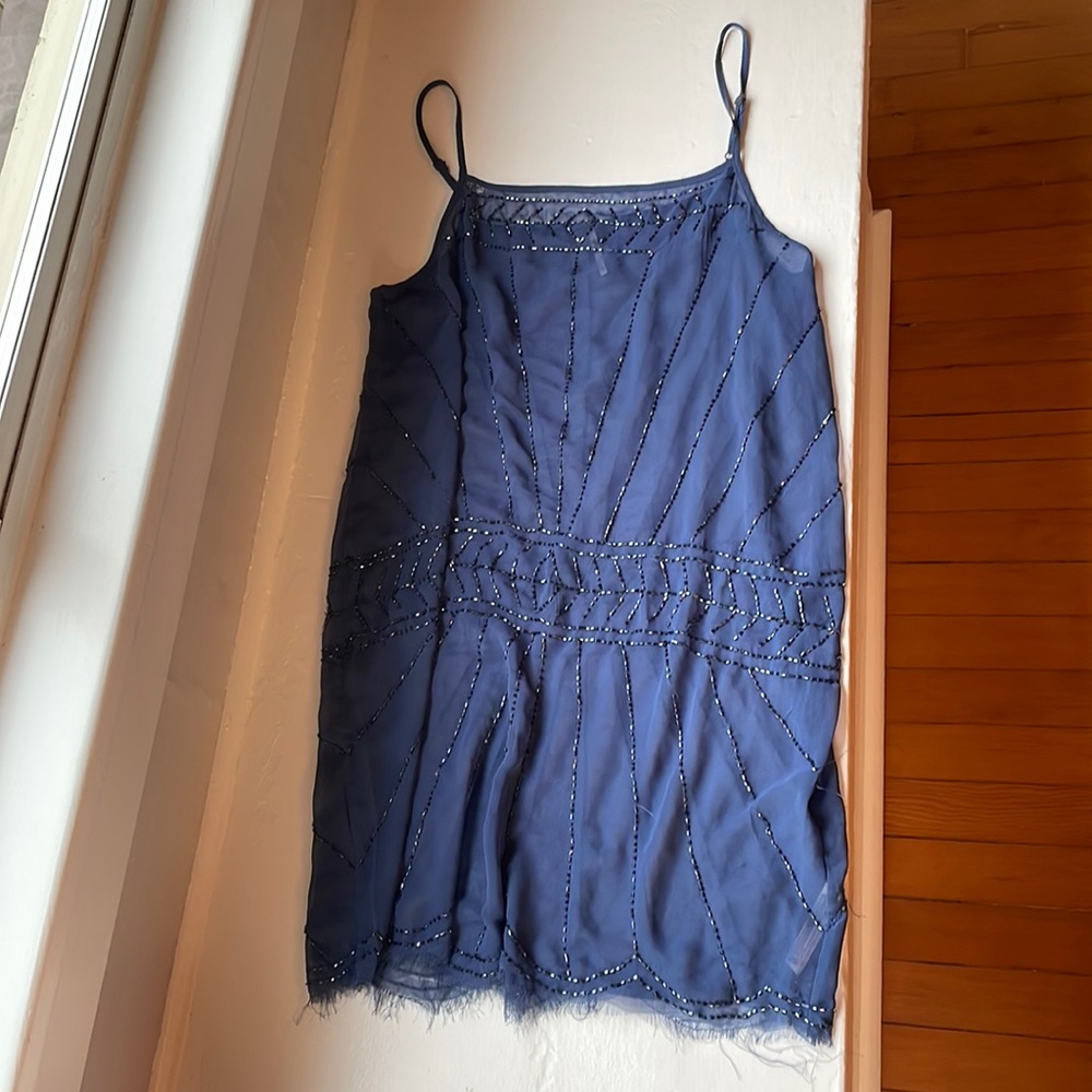 Free People Indigo Beaded Slip Dress